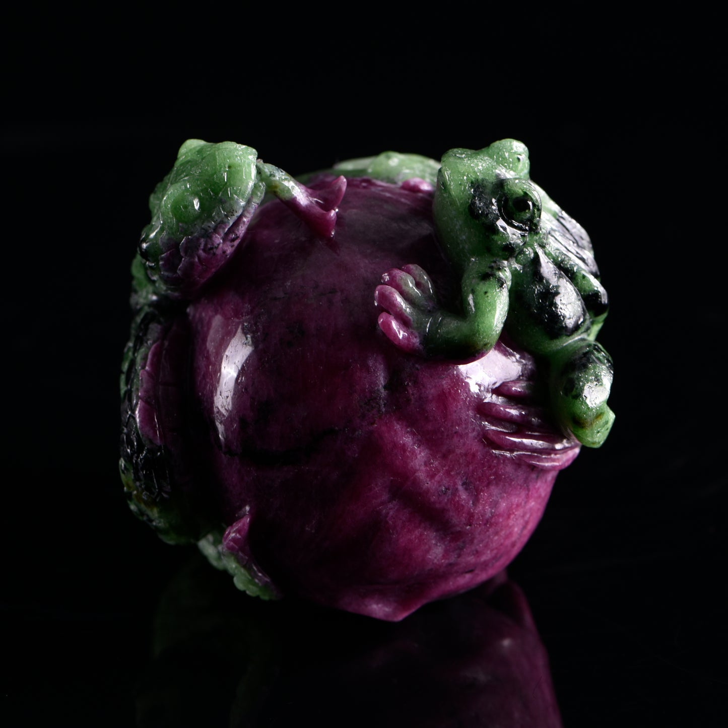 ‘Life & Shadow’ - Ruby in Zoisite Skull with Serpent and Frog · Specimen No. 19