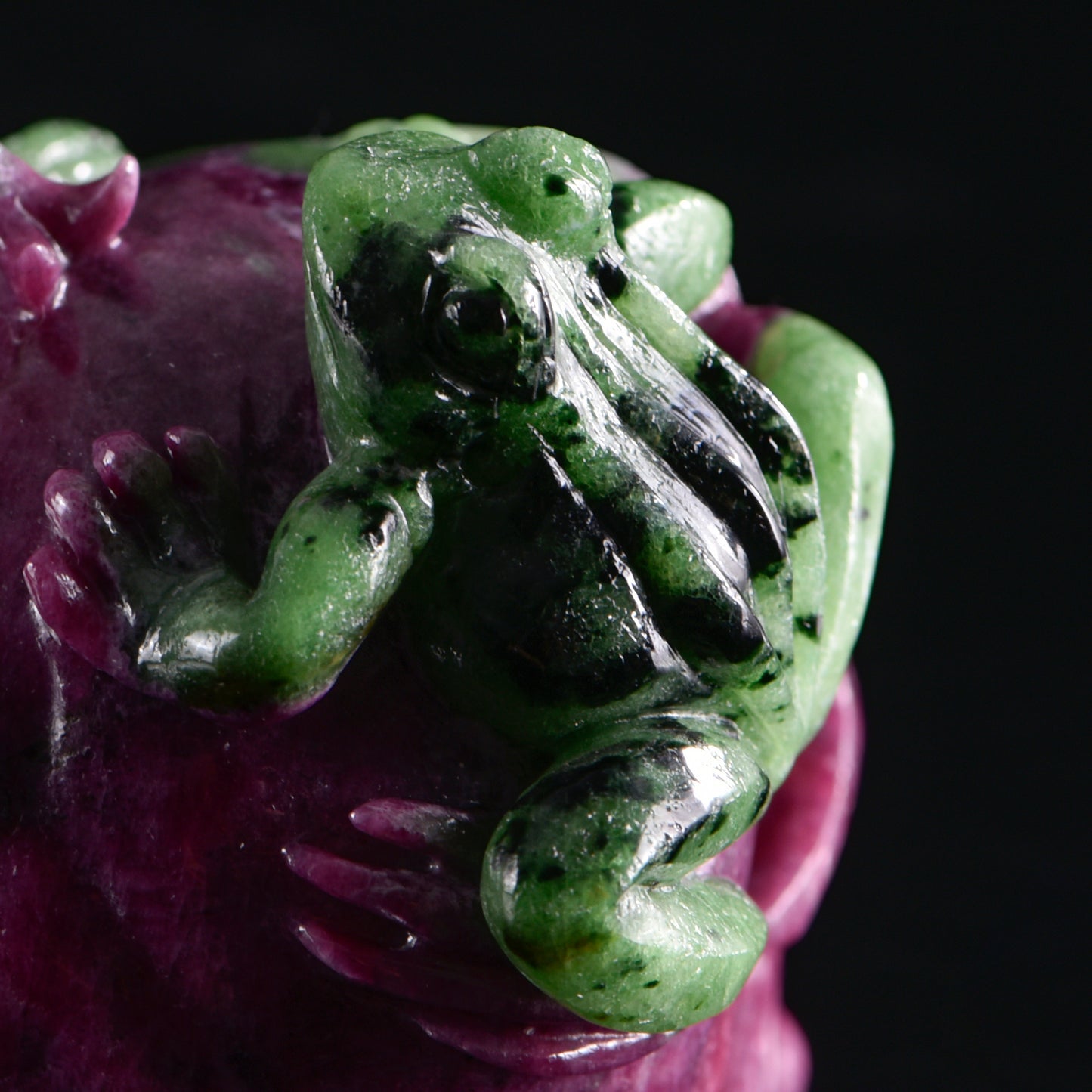‘Life & Shadow’ - Ruby in Zoisite Skull with Serpent and Frog · Specimen No. 19