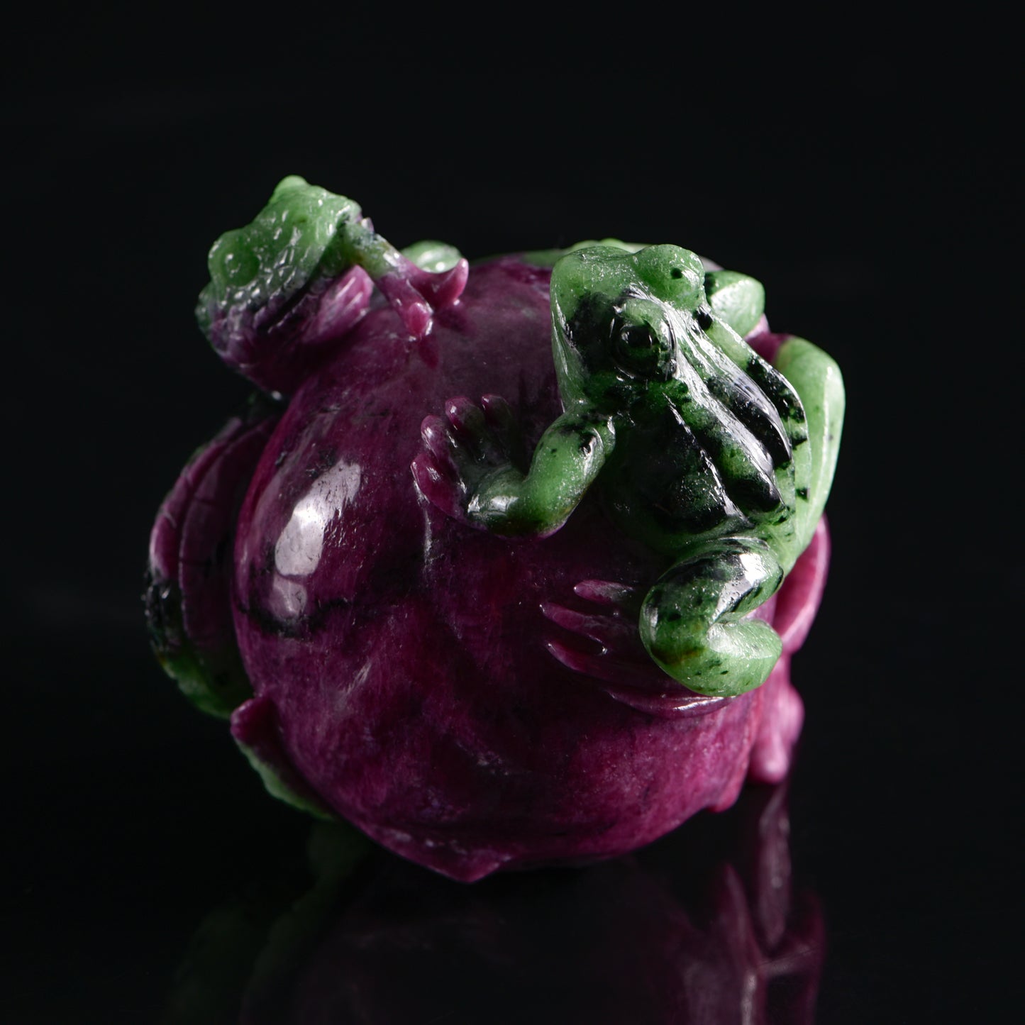 ‘Life & Shadow’ - Ruby in Zoisite Skull with Serpent and Frog · Specimen No. 19