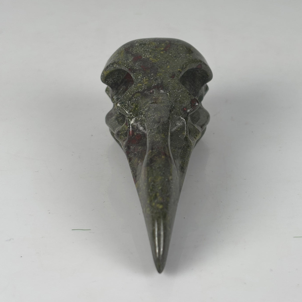 4.5" Dragon Bloodstone Raven Crystal Skull - Pattern A
