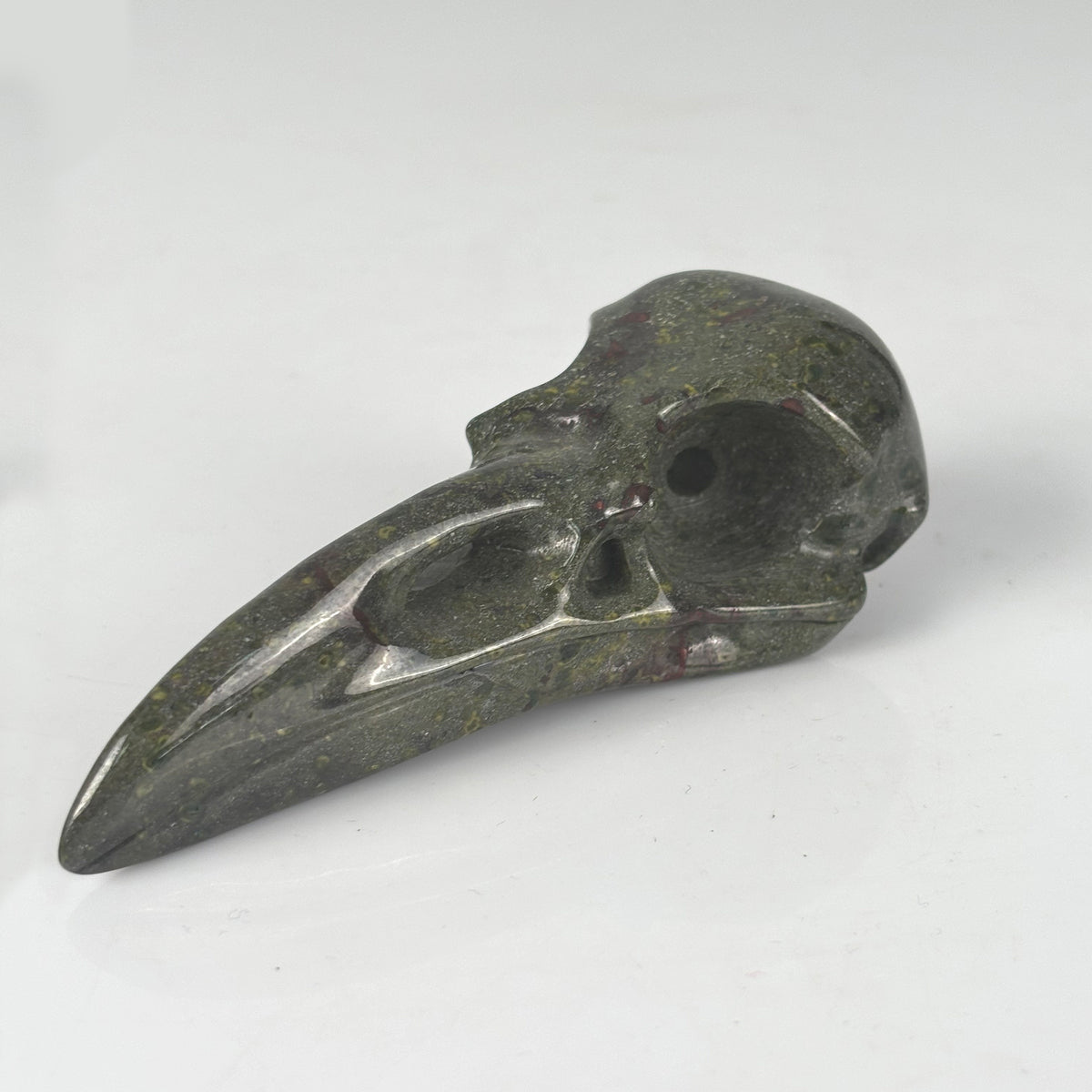 4.5" Dragon Bloodstone Raven Crystal Skull - Pattern A