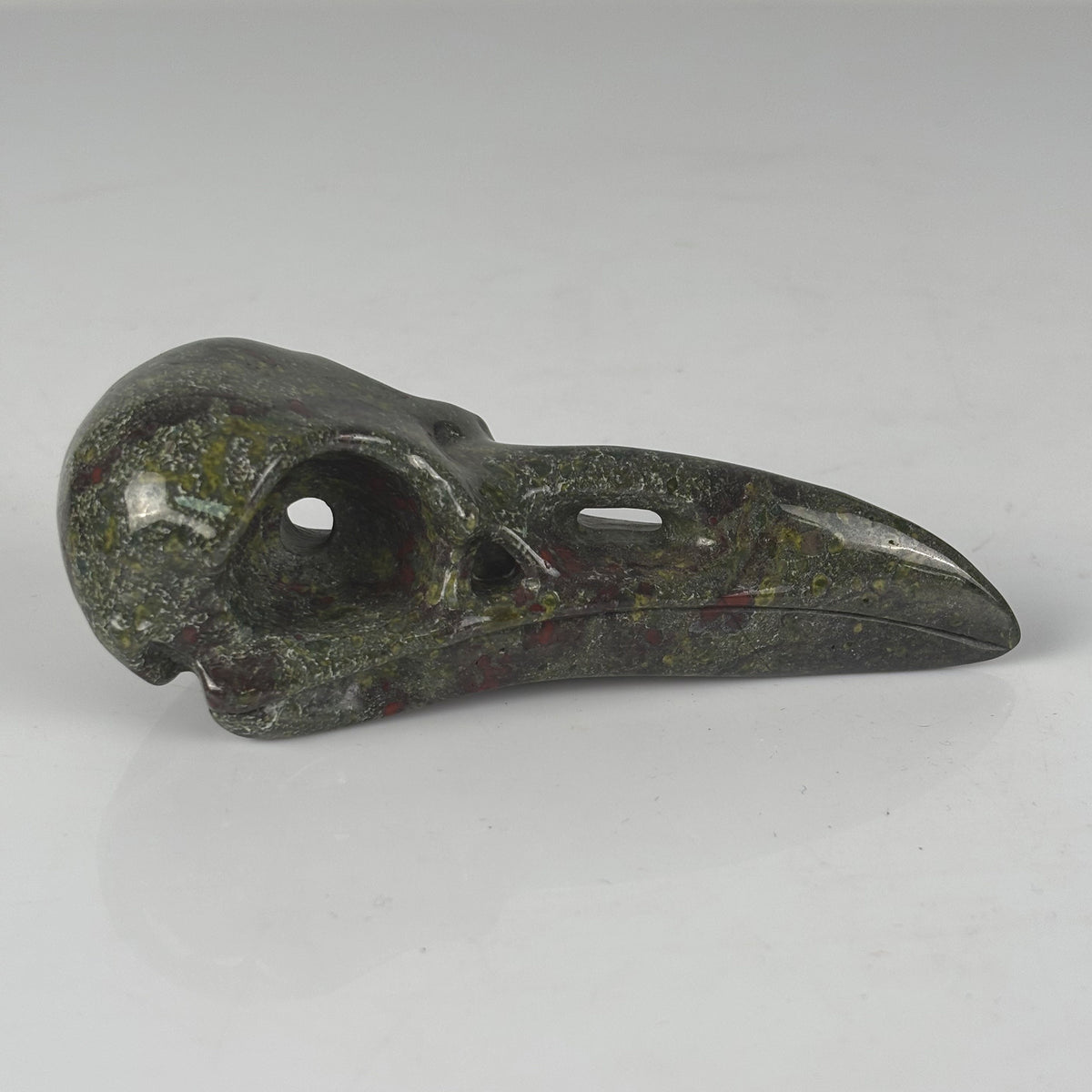 4.5" Dragon Bloodstone Raven Crystal Skull - Pattern A