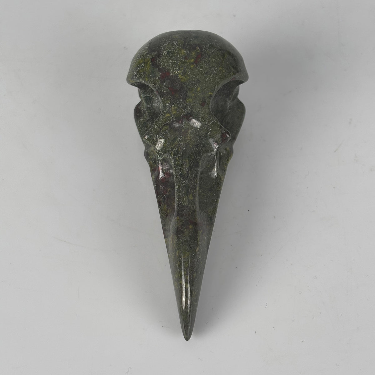 4.5" Dragon Bloodstone Raven Crystal Skull - Pattern A