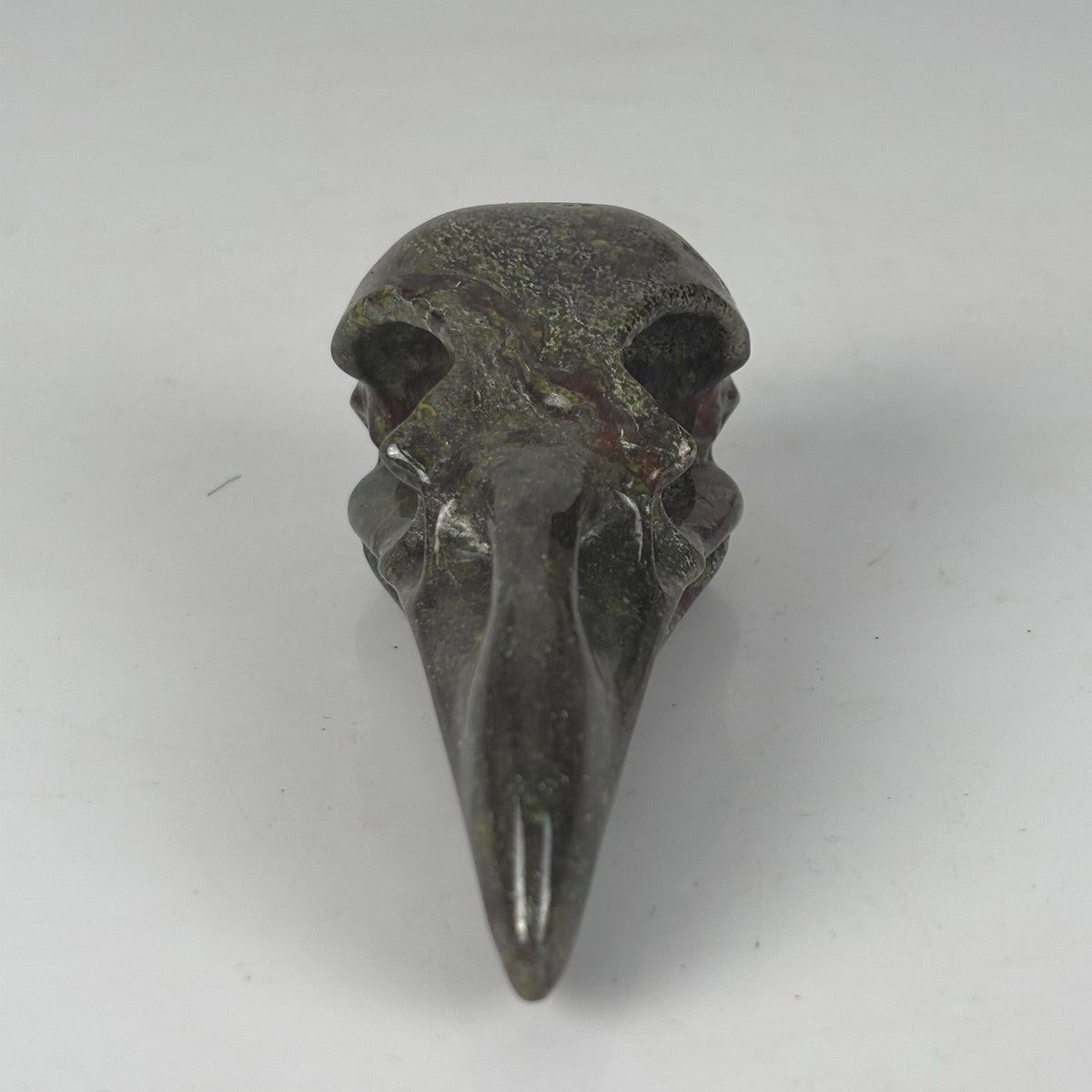 4.5" Dragon Bloodstone Raven Crystal Skull - Pattern B