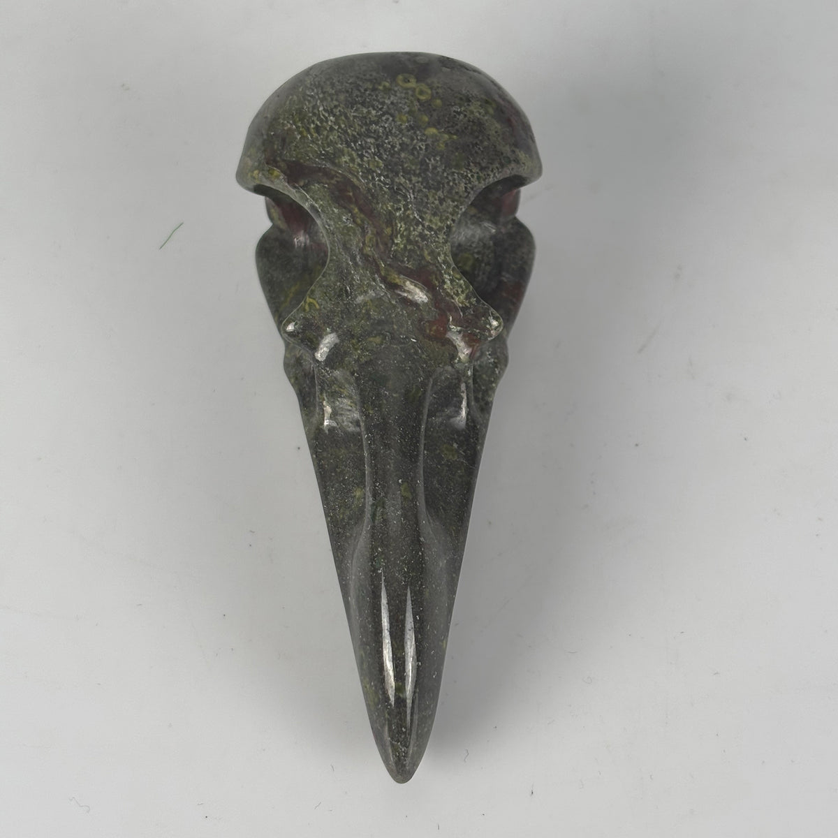 4.5" Dragon Bloodstone Raven Crystal Skull - Pattern B