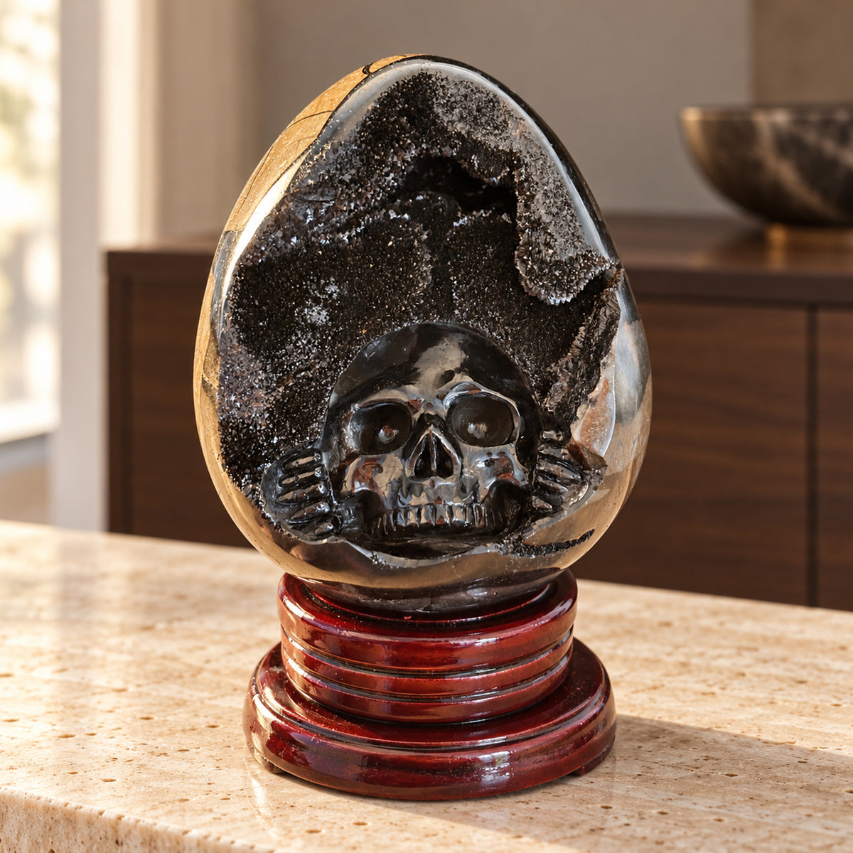 Dragon Septarian Stone Crystal Skull Geode Carving