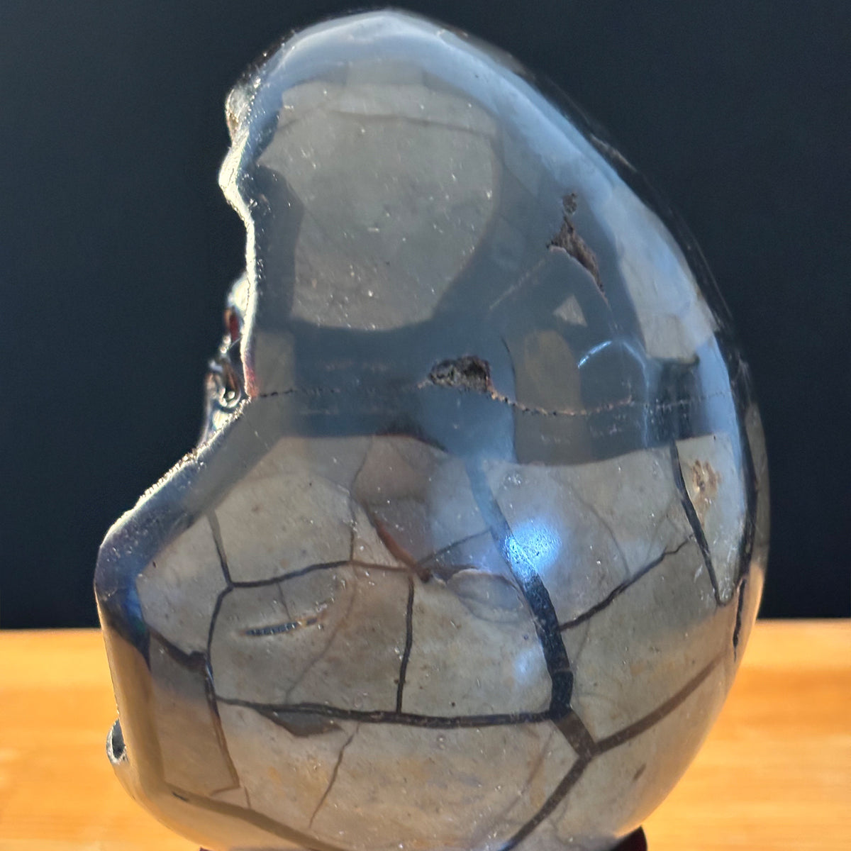 Dragon Septarian Stone Double Crystal Skull Geode Carving