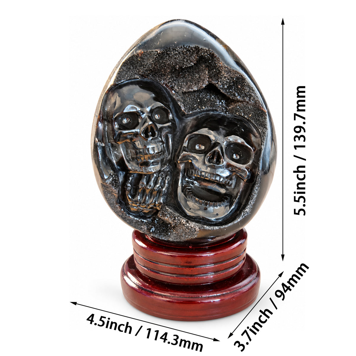 Dragon Septarian Stone Double Crystal Skull Geode Carving