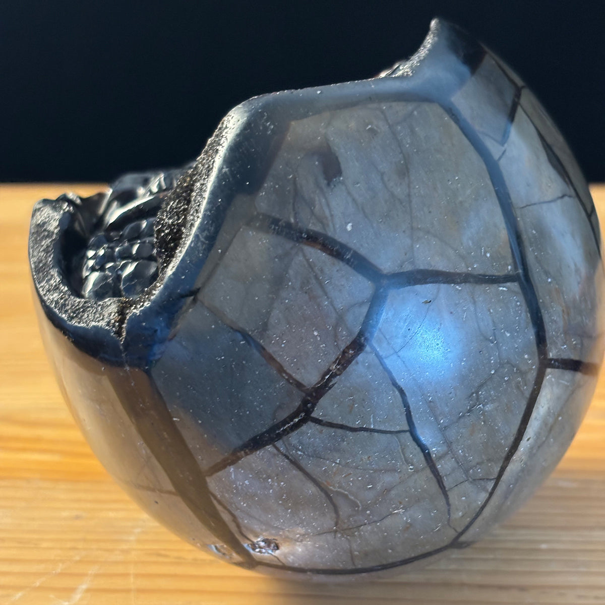 Dragon Septarian Stone Double Crystal Skull Geode Carving