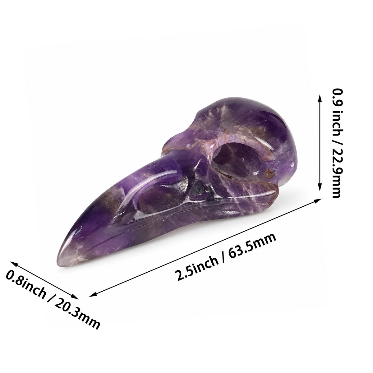 2.5" Dream Amethyst Raven Crystal Skull - Pattern A