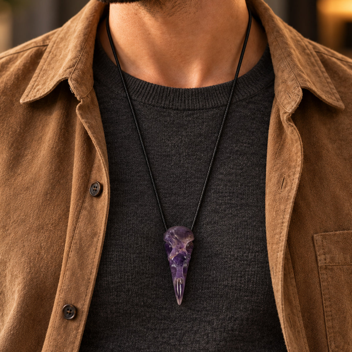 2.5" Dream Amethyst Raven Crystal Skull - Pattern A