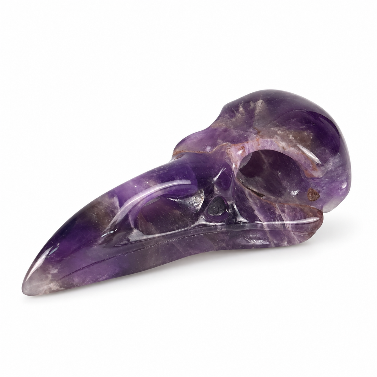 2.5" Dream Amethyst Raven Crystal Skull - Pattern A