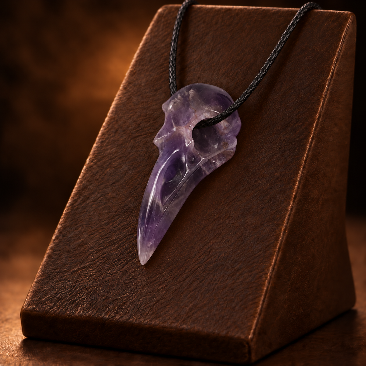 2.5" Dream Amethyst Raven Crystal Skull - Pattern A