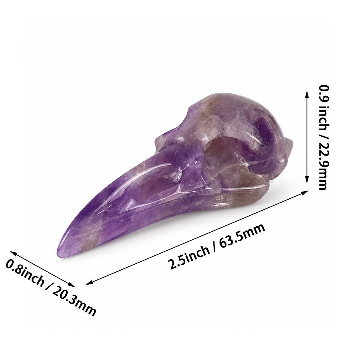 2.5" Dream Amethyst Raven Crystal Skull - Pattern C