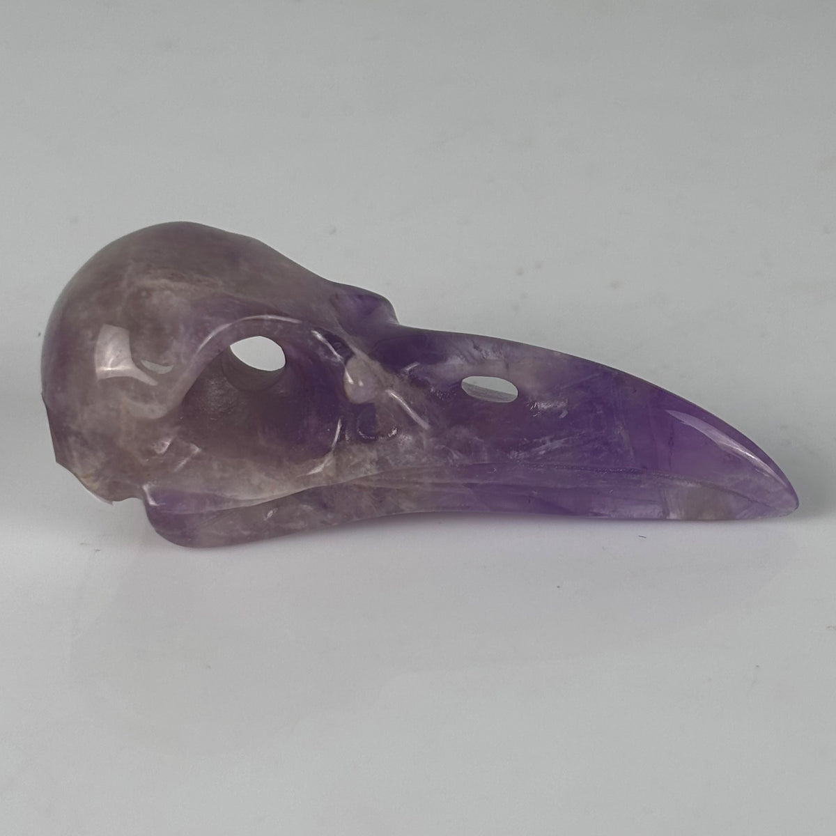 2.5" Dream Amethyst Raven Crystal Skull - Pattern C