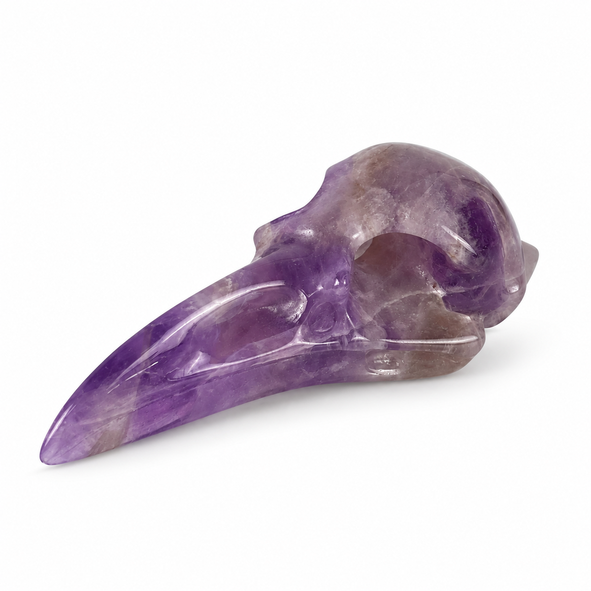 2.5" Dream Amethyst Raven Crystal Skull - Pattern C