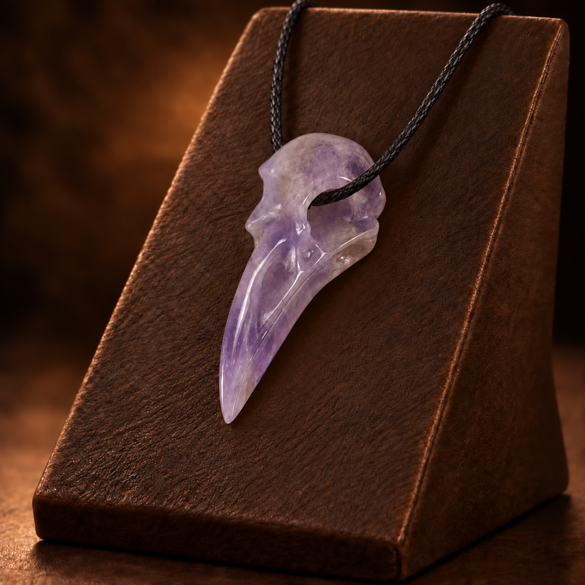 2.5" Dream Amethyst Raven Crystal Skull - Pattern C