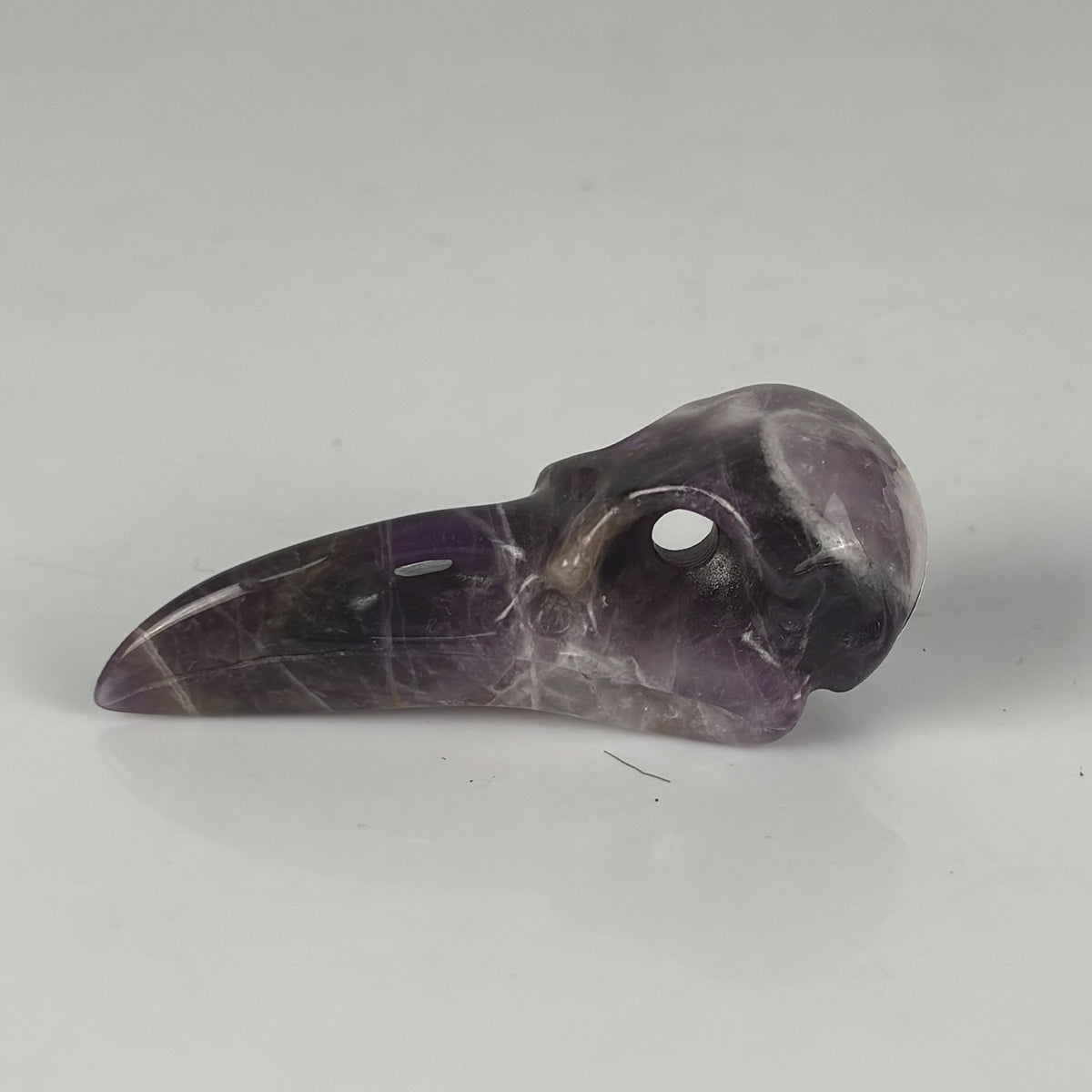 2.5" Dream Amethyst Raven Crystal Skull - Pattern B