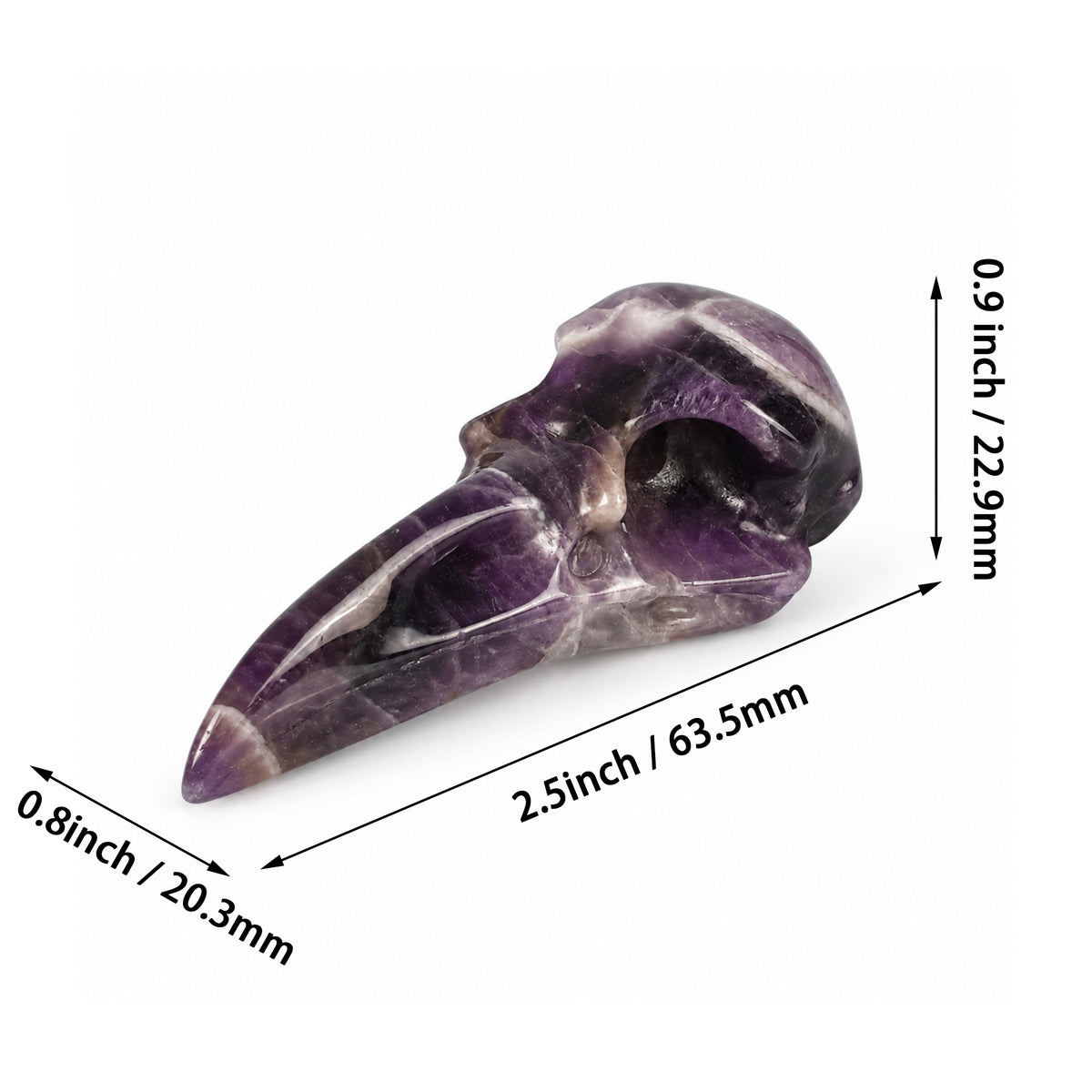 2.5" Dream Amethyst Raven Crystal Skull - Pattern B