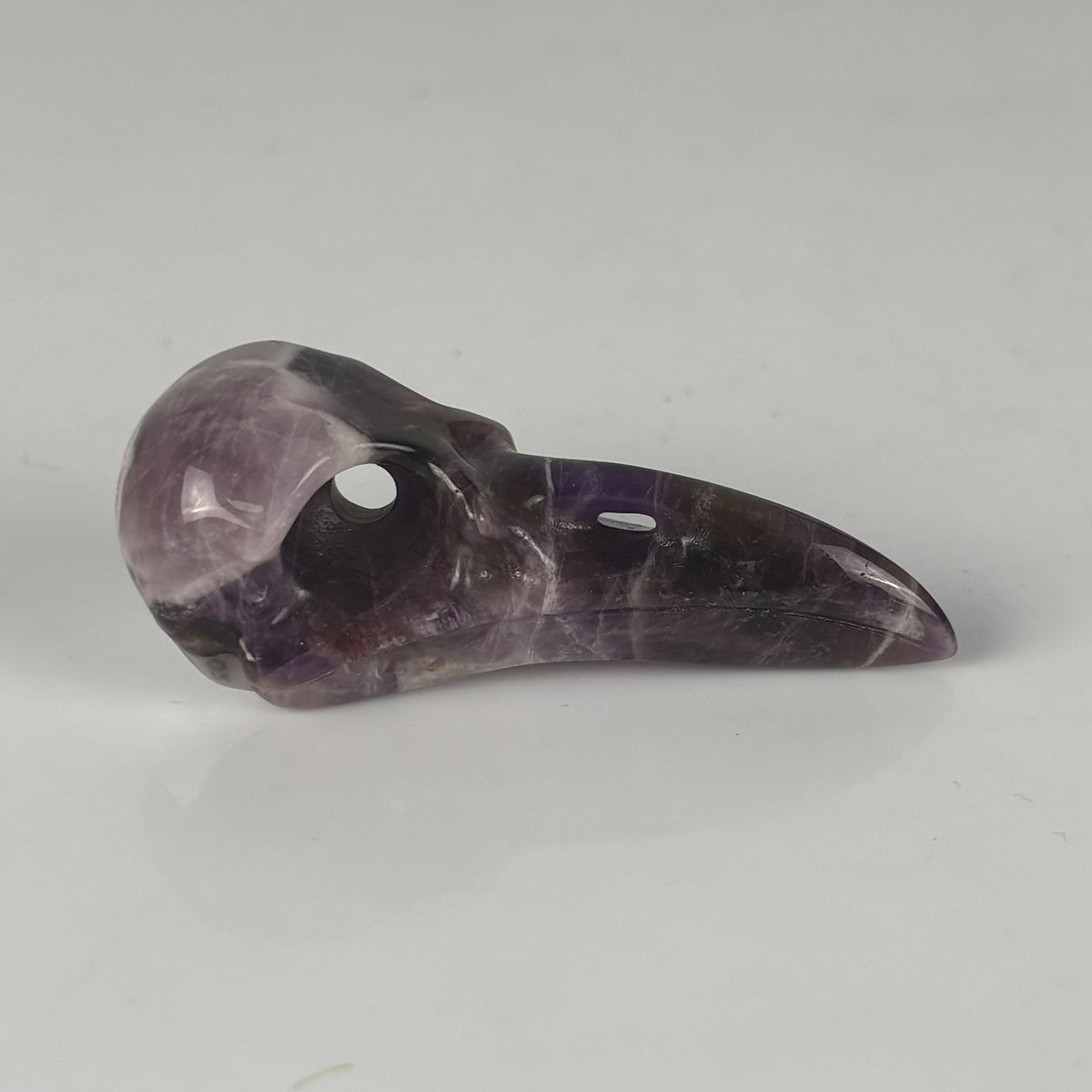 2.5" Dream Amethyst Raven Crystal Skull - Pattern B