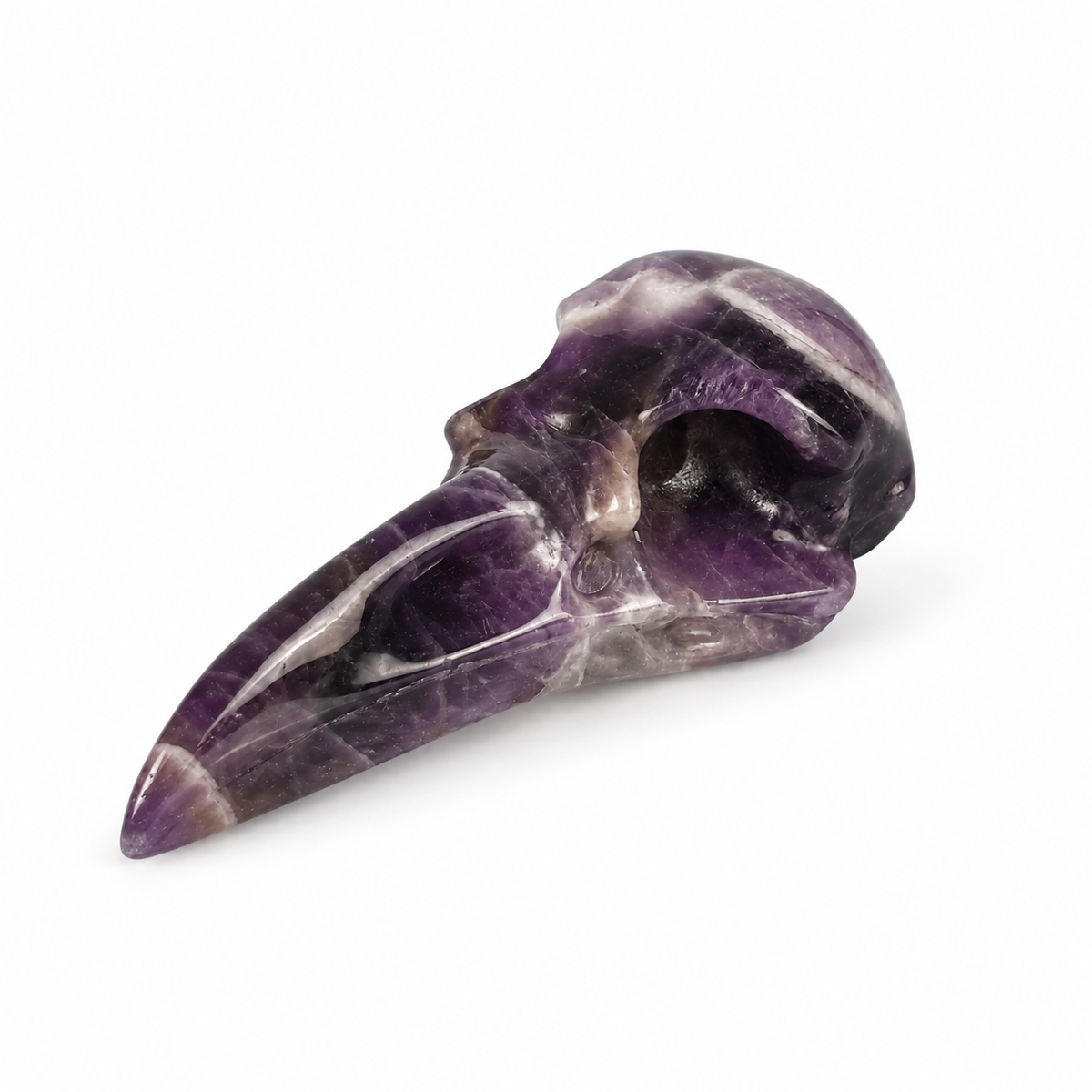 2.5" Dream Amethyst Raven Crystal Skull - Pattern B