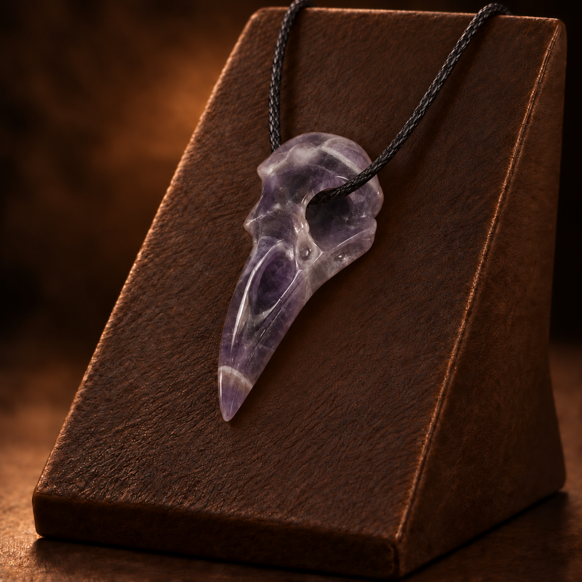 2.5" Dream Amethyst Raven Crystal Skull - Pattern B