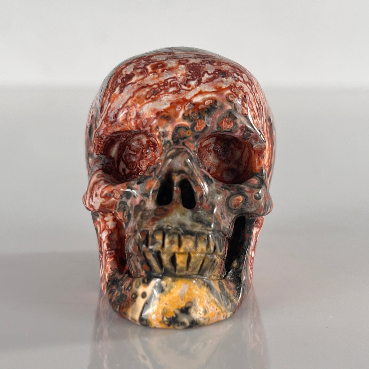 2" Red Leopard Skin Jasper Crystal Skull - Pattern C