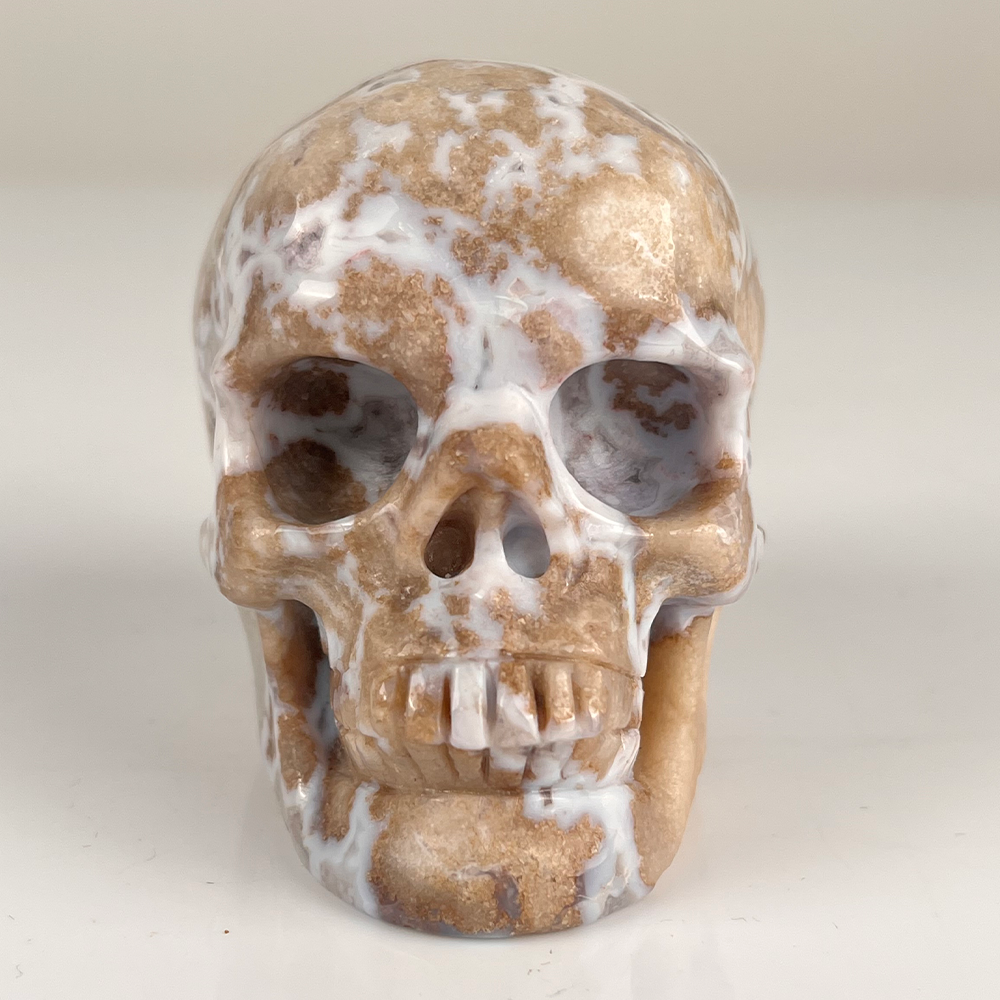 3 Inch Blue Flower Agate Crystal Skull – Hand Carved Natural Stone