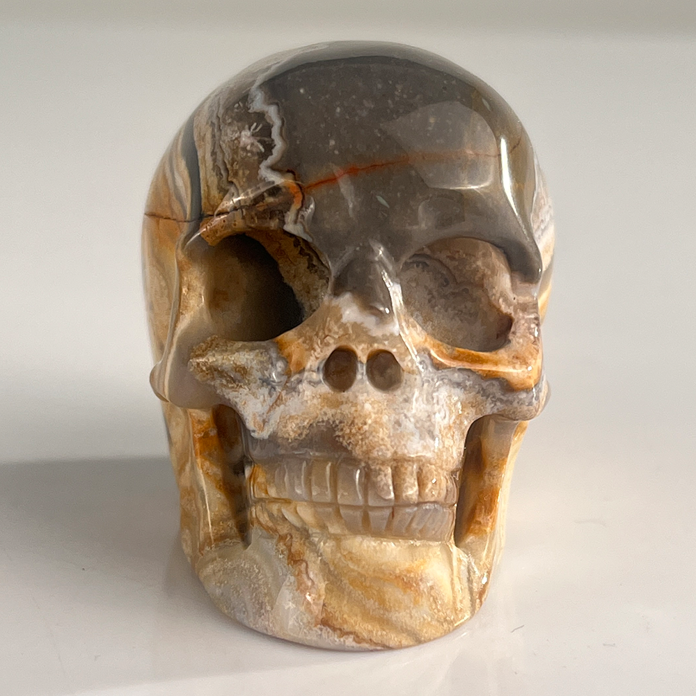 2 Inch Red Crazy Lace Agate Crystal Skull – Mini Gemstone Skull