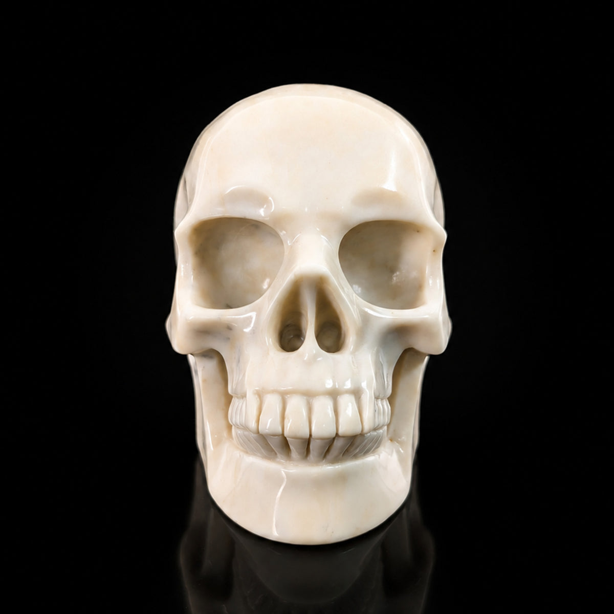 4.5" Ivory Jade Crystal Skull - Pattern C