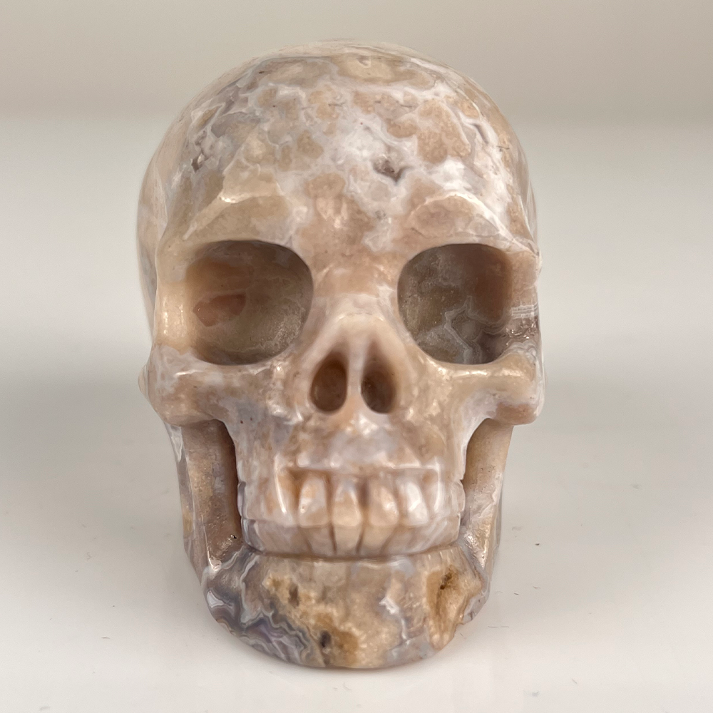 3" Blue Flower Agate Crystal Skull – Pattern B