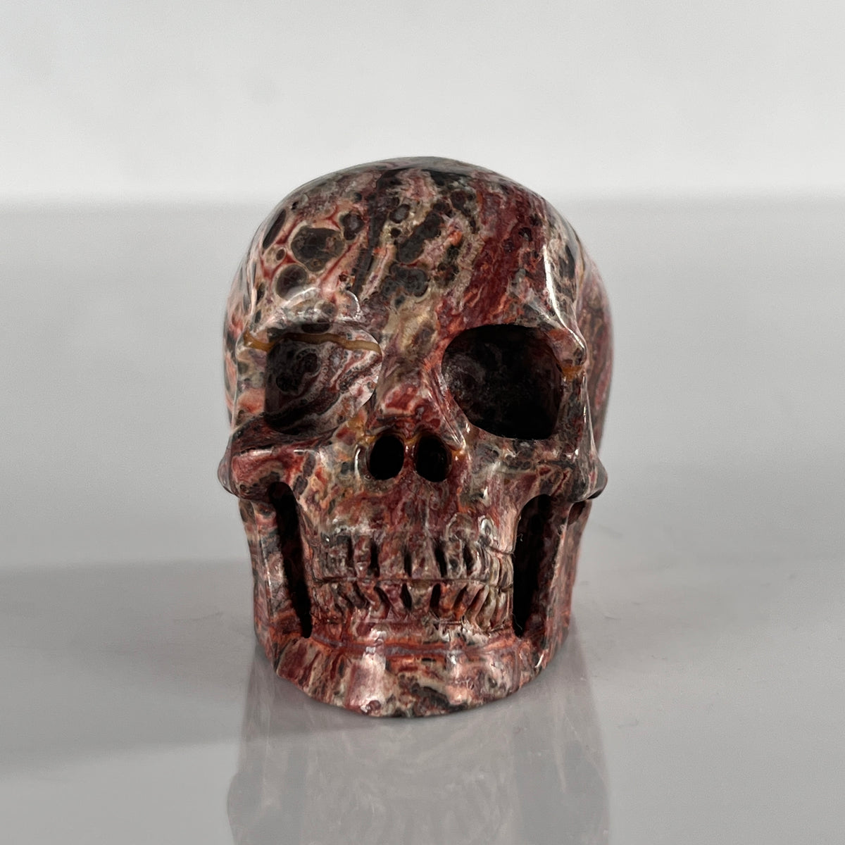 2" Red Leopard Skin Jasper Crystal Skull - Pattern B