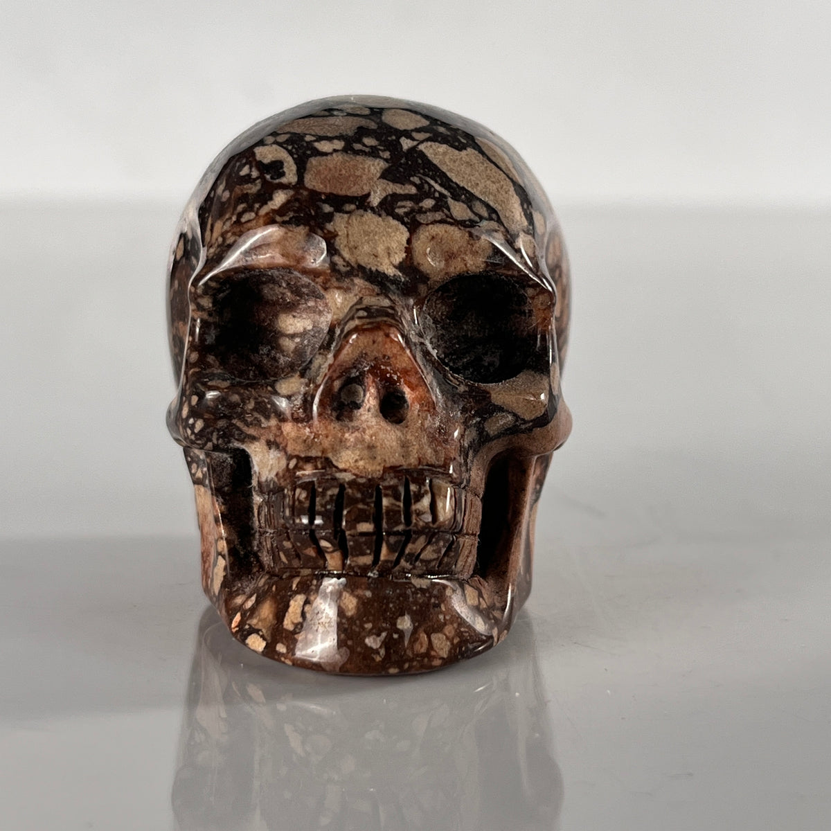 2" Brecciated Red Jasper Crystal Skull - Pattern C