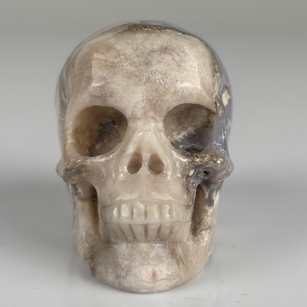 2 Inch Blue Flower Agate Crystal Skull – Mini Gemstone Skull