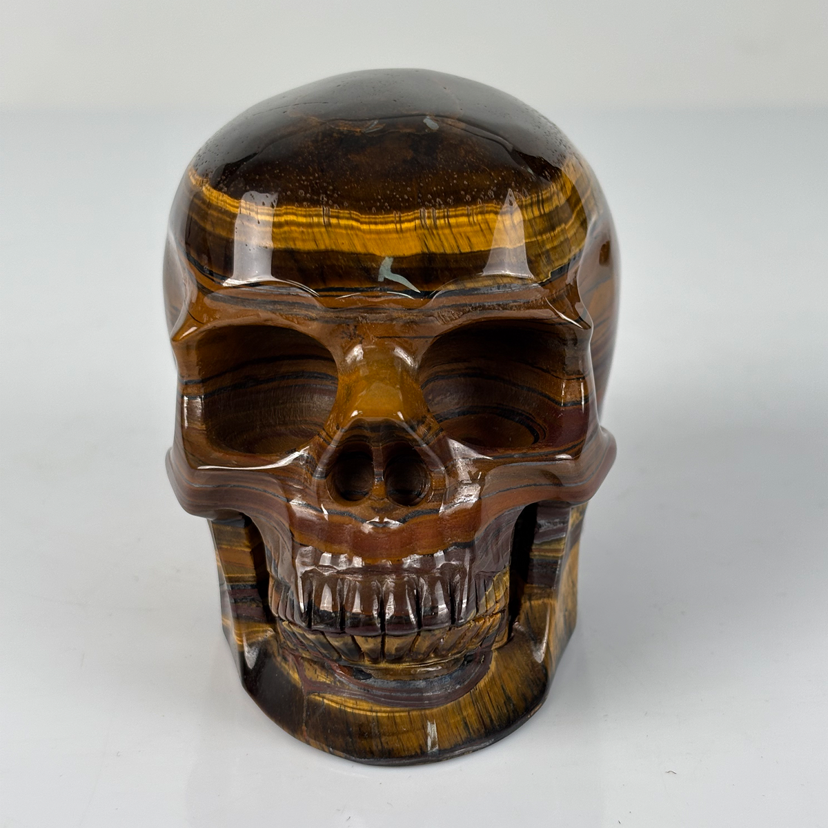 4.5" Tiger Eye Crystal Skull - Pattern C