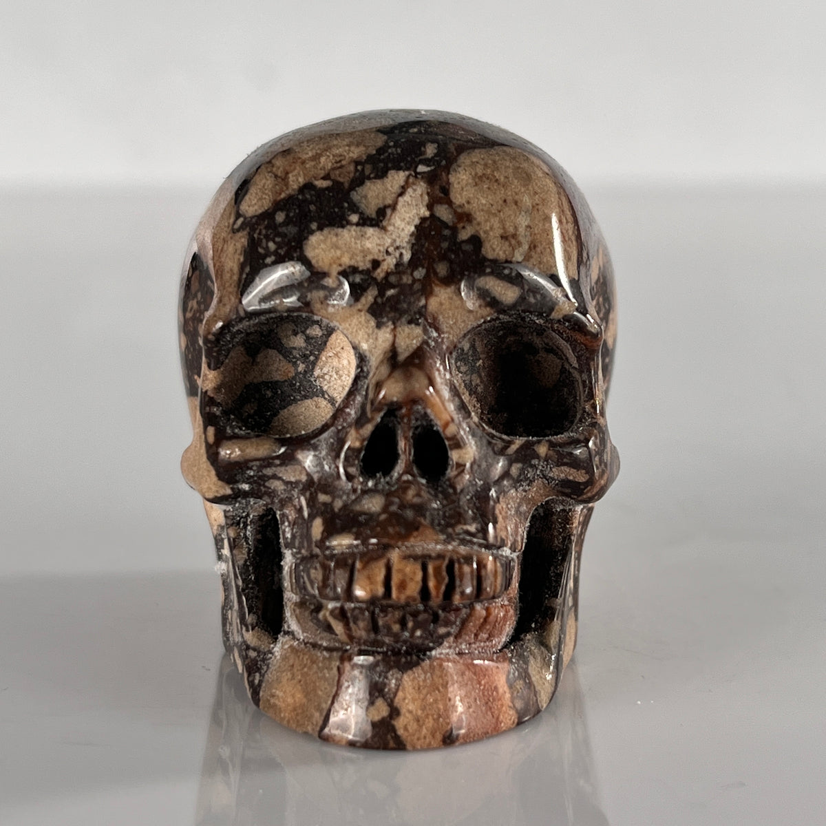 2" Brecciated Red Jasper Crystal Skull - Pattern B