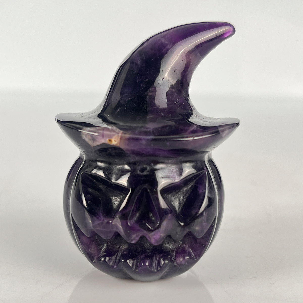 2" Dream Amethyst Pumpkin Crystal Skull - Paterrn E