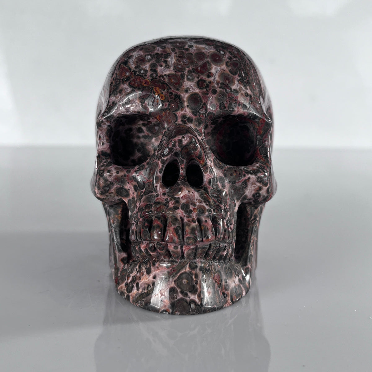 4.5" Red Leopard Skin Jasper Crystal Skull