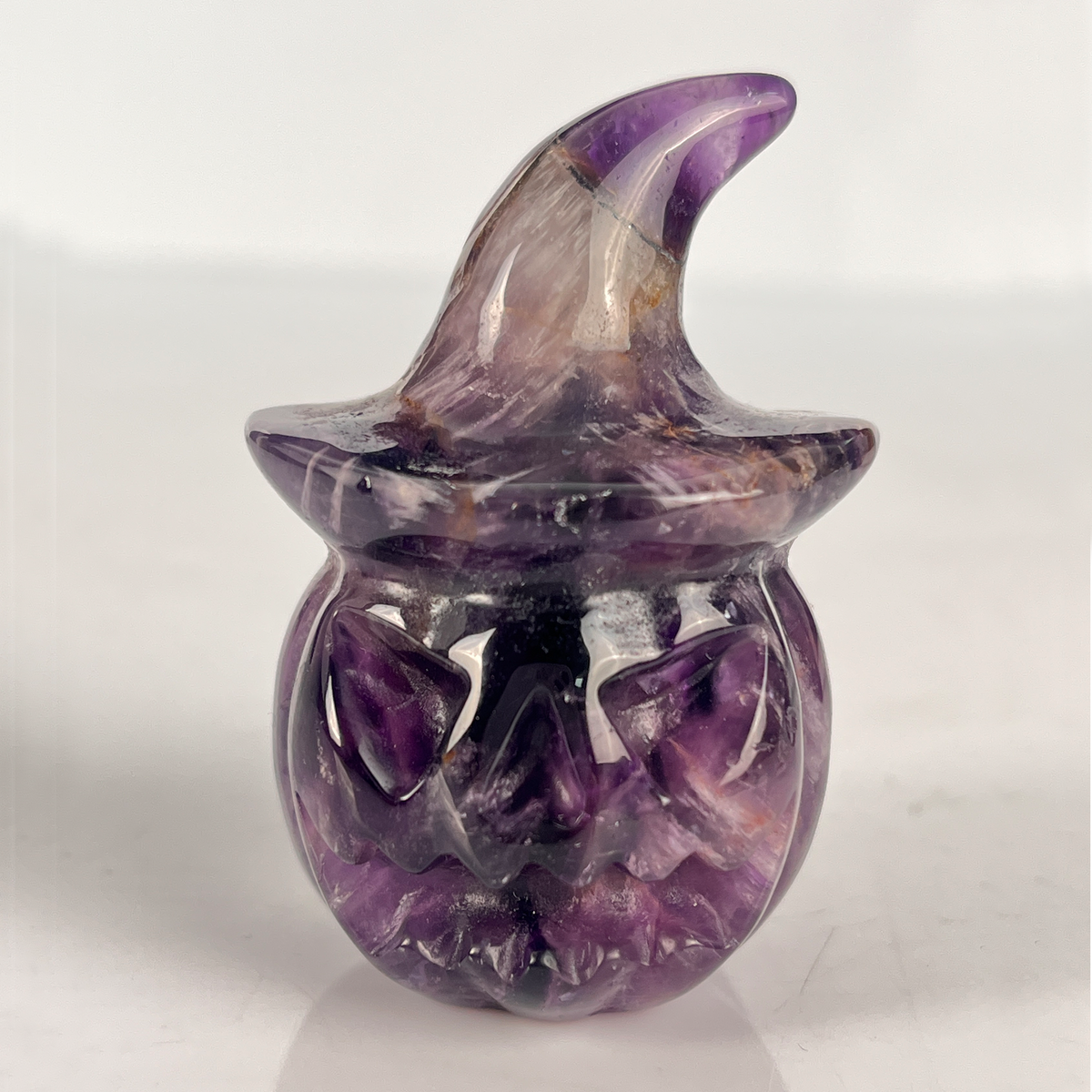 2" Dream Amethyst Pumpkin Crystal Skull - Paterrn A