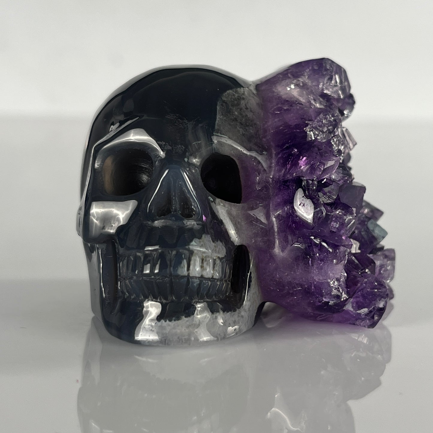 2 inch Amethyst Cluster Crystal Skull - Hand Carved Natrual Crystal