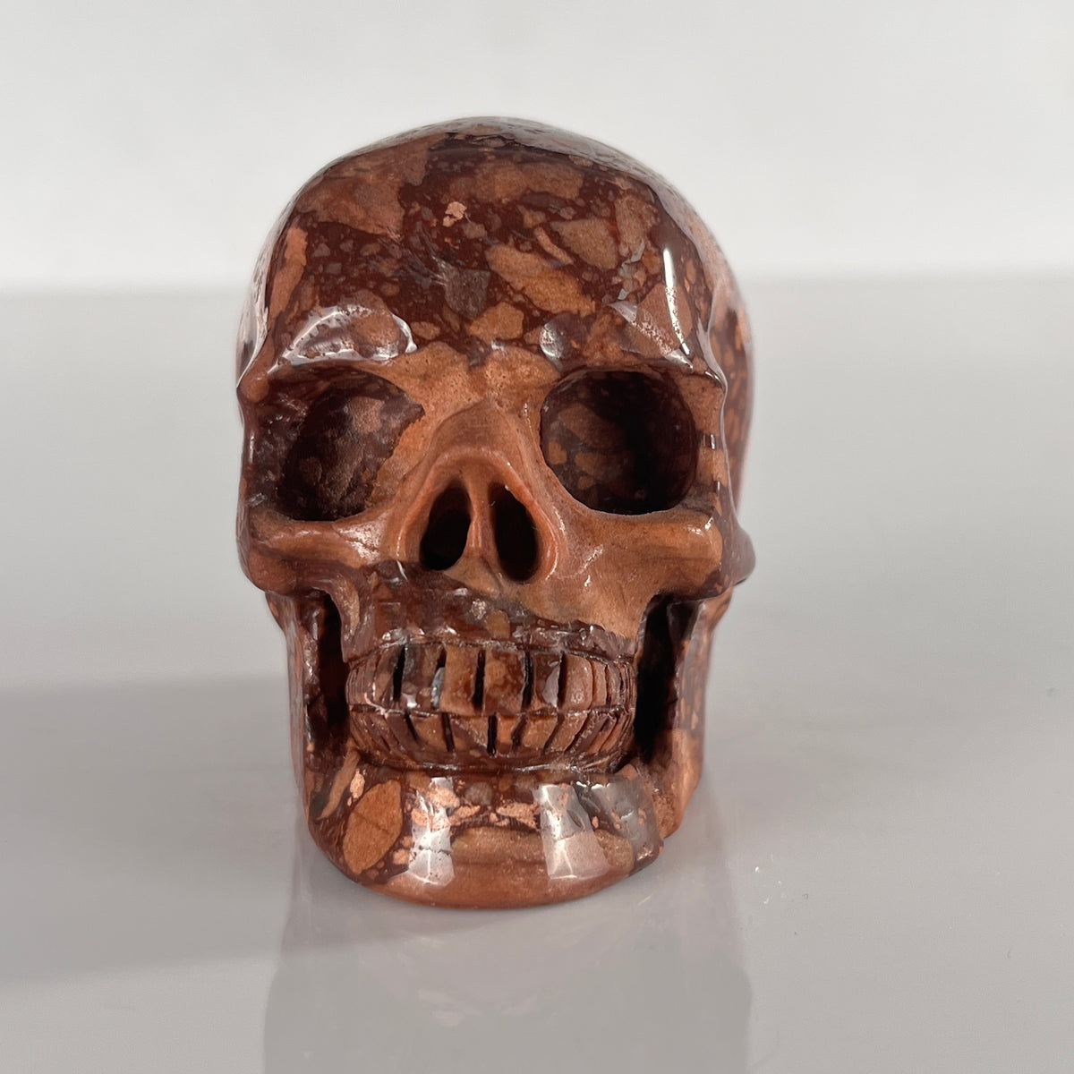 3" Brecciated Red Jasper Crystal Skull - Pattern C