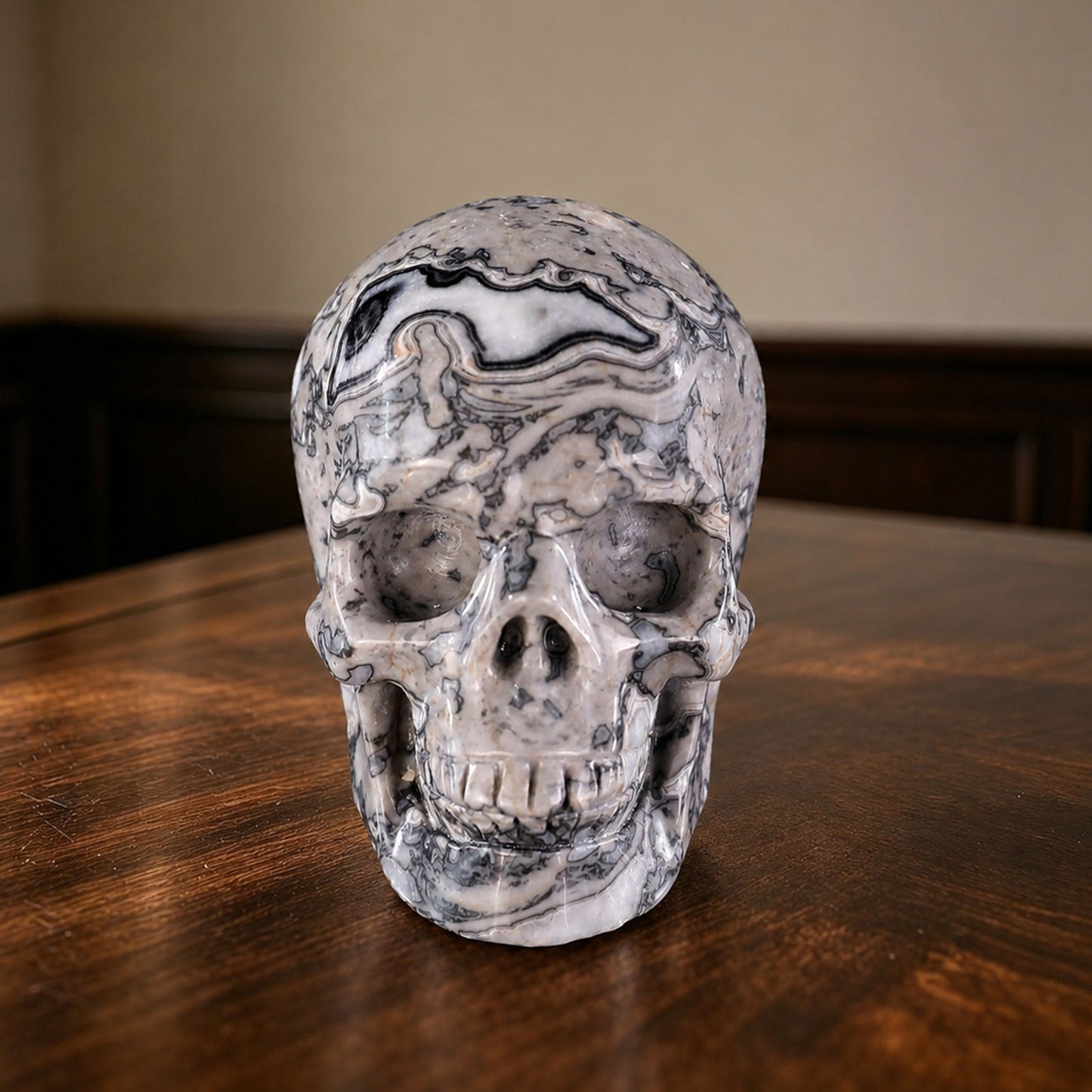 2 Inch Grey Picture Jasper Crystal Skull – Hand Carved Natural Stone