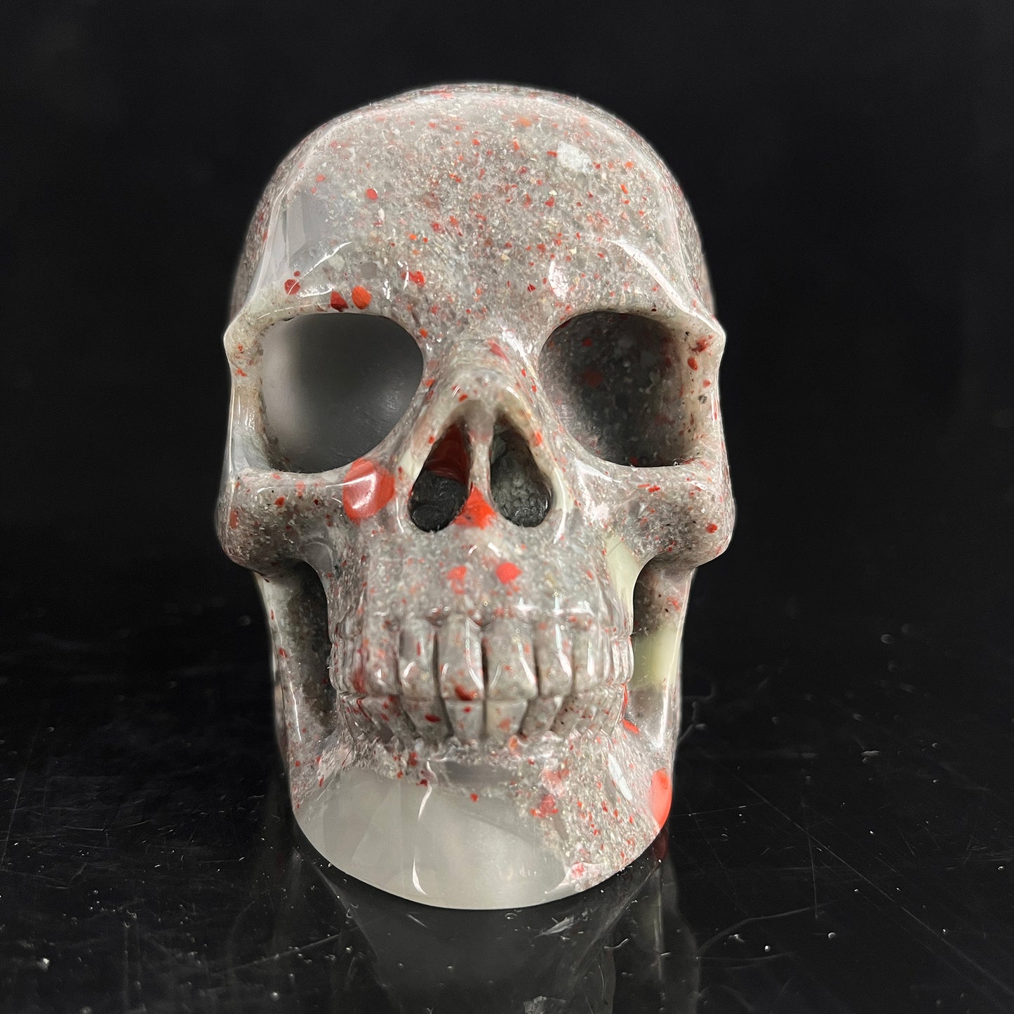 4.5" African Bloodstone Crystal Skull - Pattern C