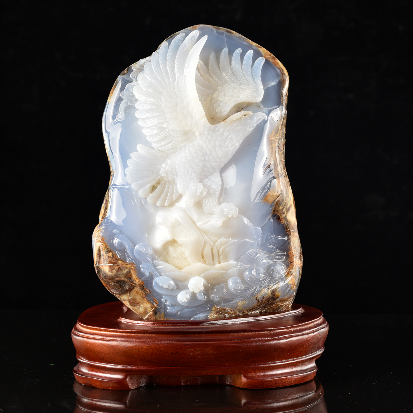 ‘Soar Above’ - Bas-Relief Blue Chalcedony Soaring Eagle · Specimen No. 16