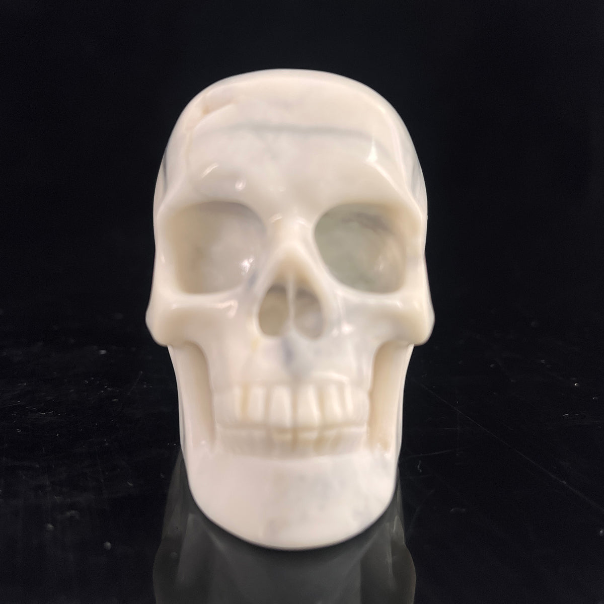 3" Ivory Jade Crystal Skull - Pattern D
