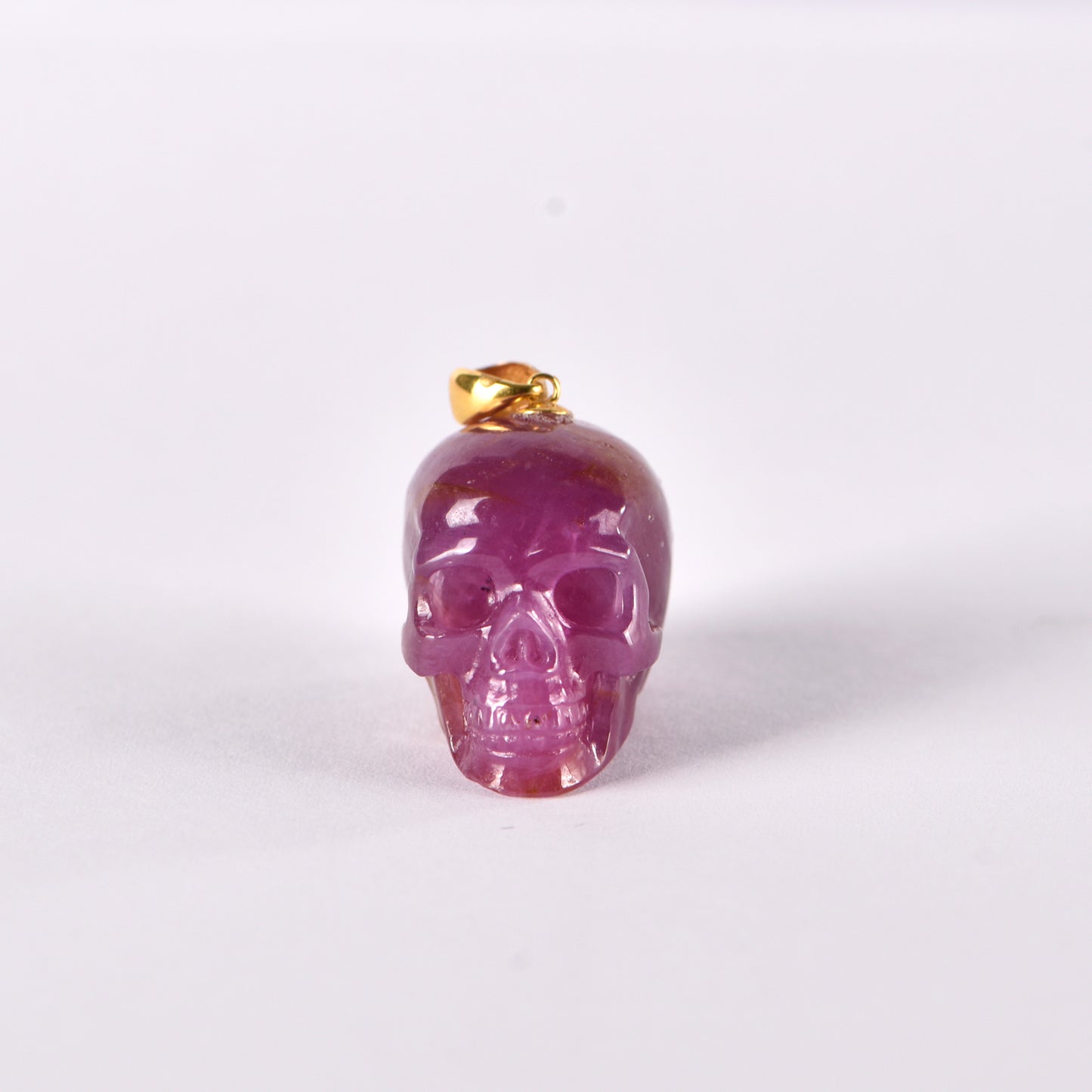‘The Crimson Heart’ - Natural Ruby Skull Pendant with Gold-Tone Bail · Specimen No. 15