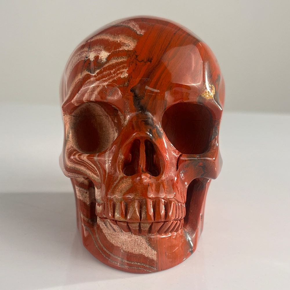 4.5" Red Jasper Crystal Skull - Pattern D