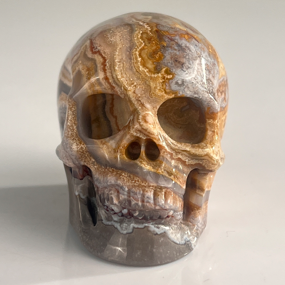 2 Inch Red Crazy Lace Agate Crystal Skull – Mini Gemstone Skull