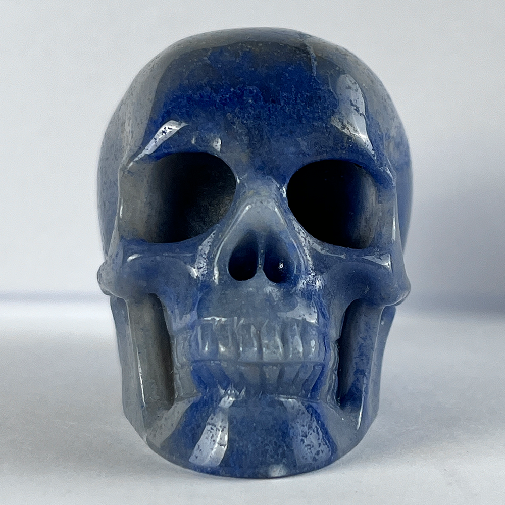 Crâne en cristal d'aventurine bleue de 5 cm – Mini crâne en cristal