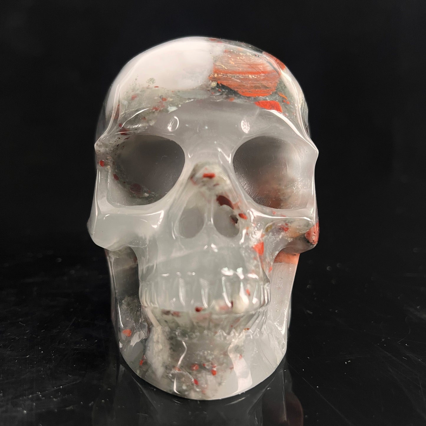 4.5" African Bloodstone Crystal Skull - Pattern B
